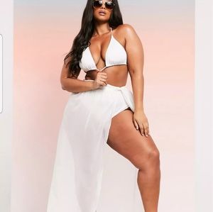 ASOS Curve SWIM GLAM Twist Front Recycled Maxi Beach Sarong